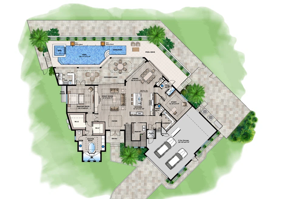 Contemporary House 3D Rendering Portfolio for 2D Floor Plan