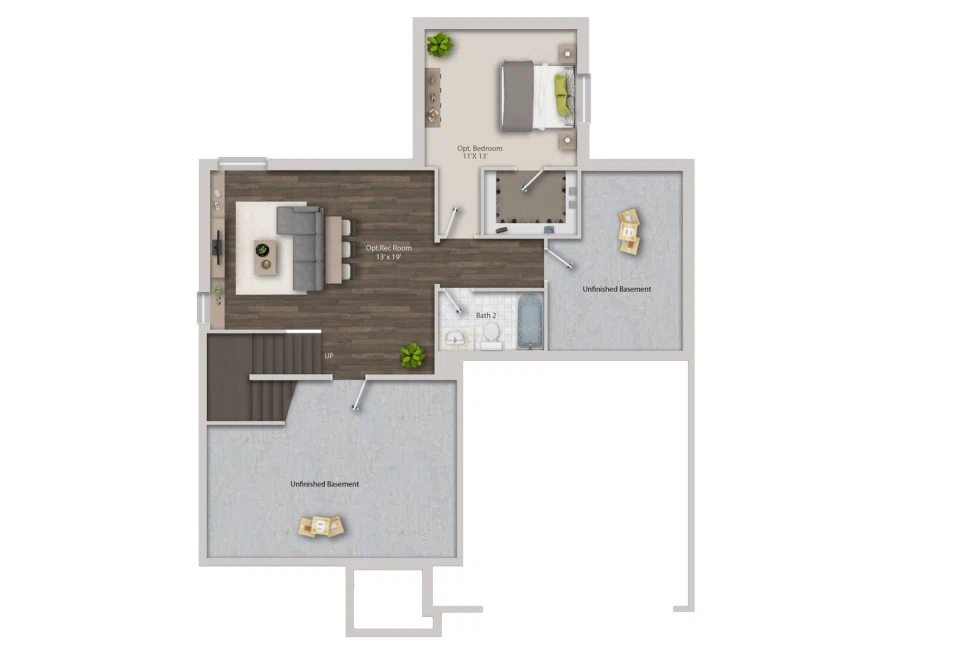 Multi-Level Home 2D Floor Plan Portfolio with 3D Rendering for Architects
