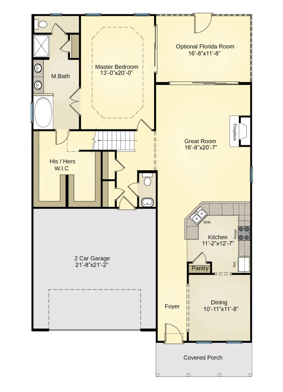 3D Rendering of 2D Floor Plan with Bedroom, Kitchen, and Car Garage