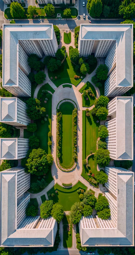 3D Aerial Render Modern Residential Complex