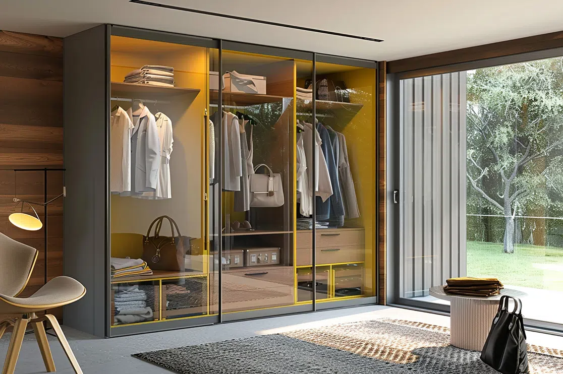 3D Illuminated Long Glass Wardrobe for Modern Interiors
