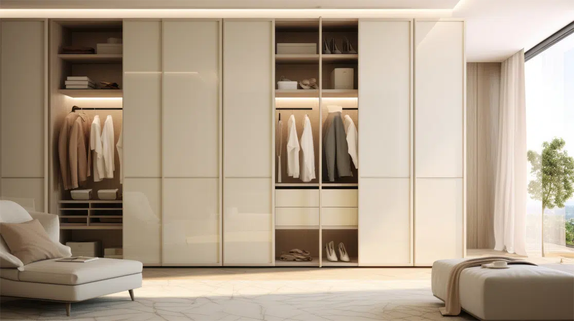 3D Sliding Luxury Wardrobe Design in White