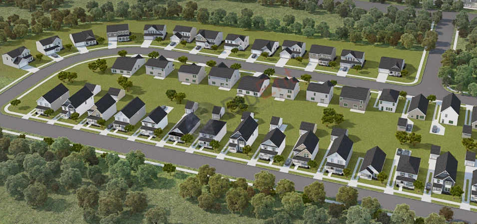 3D Aerial Rendering Images Collection of Home Builder and Developers