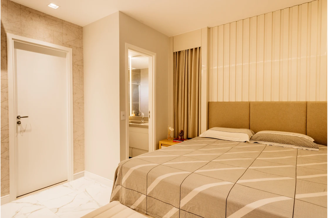 Beige hotel room interior design