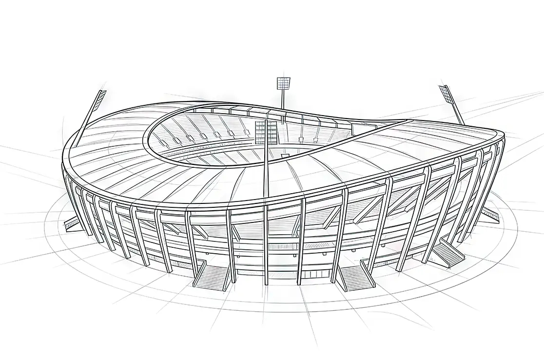 BIM implementation for stadium projects with architectural design and structural planning.