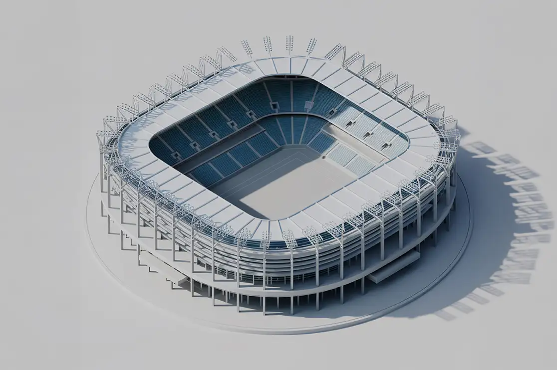 BIM services for stadiums with 3D stadium models for construction cost estimation.