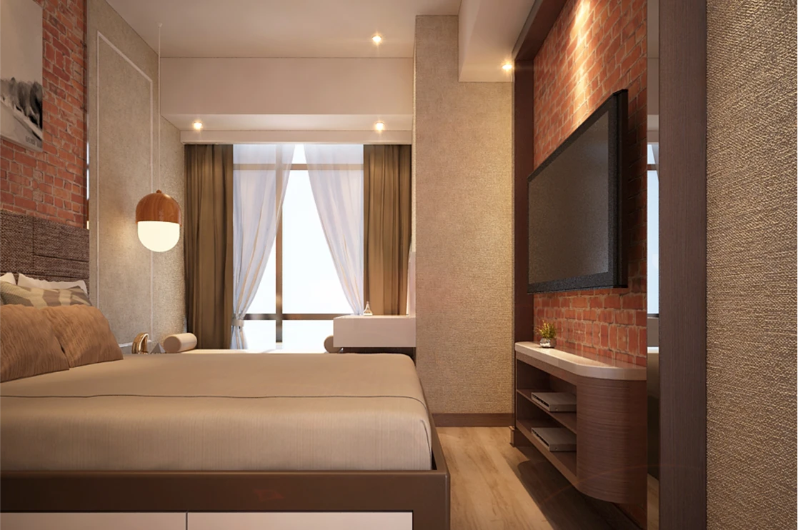 Brown hotel room interior design