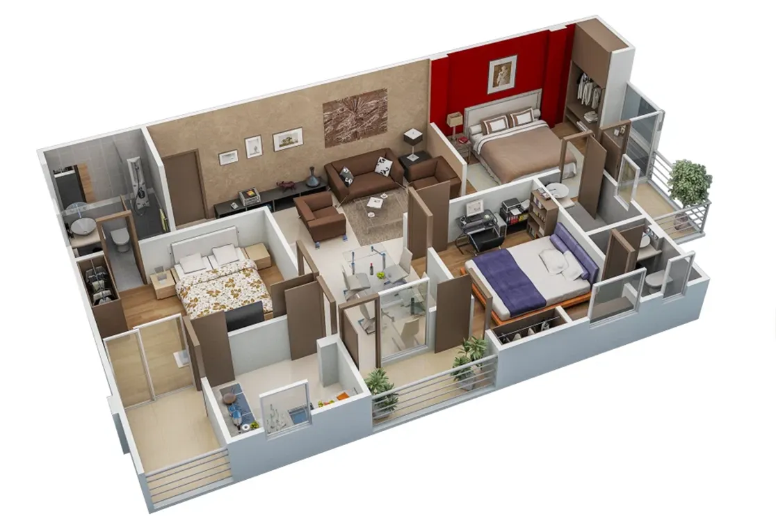 Dollhouse Rendering with a White or Transparent Background