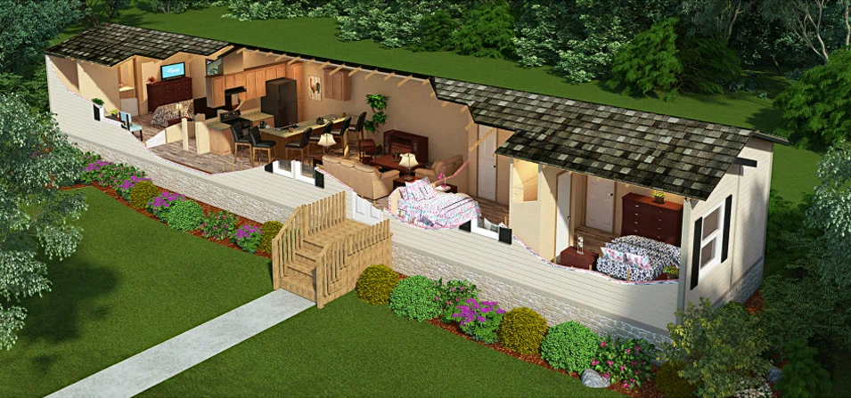 Detailed 3D Cutaway Rendering of US House Revealing Architectural Composition