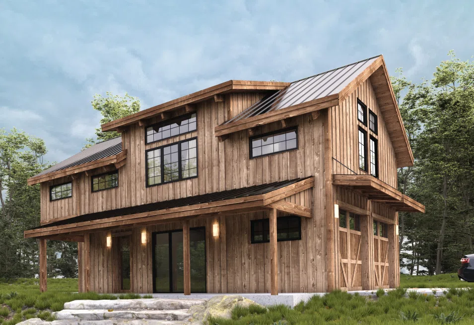 Exterior rendering home USA day sample