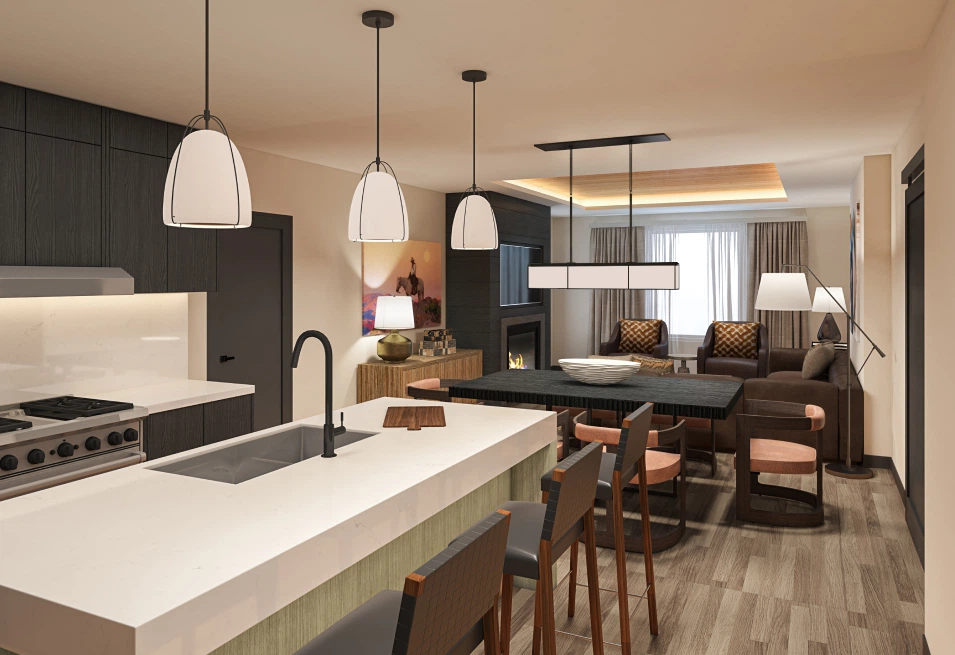 high quality 3d rendering kitchen great room