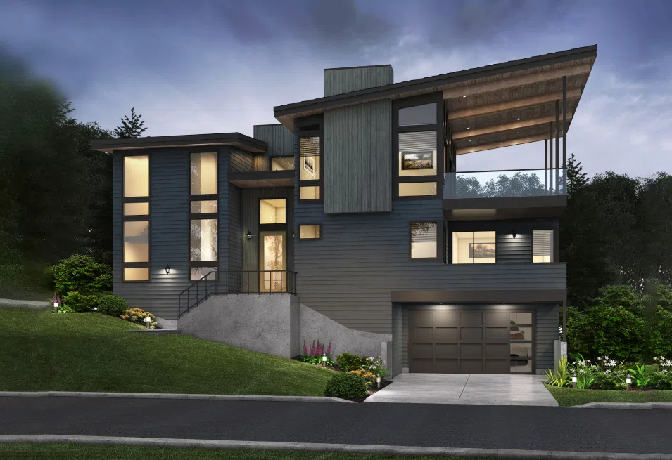High quality exterior rendering PLAN LOT 4 dusk