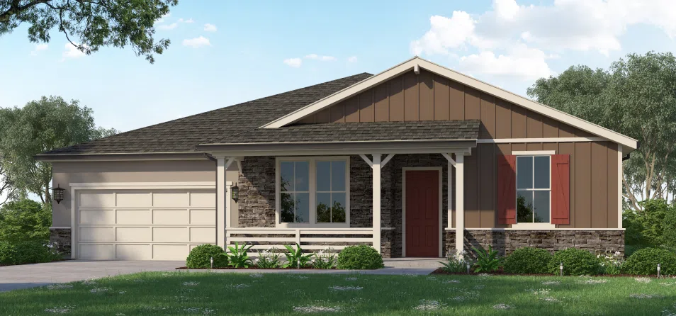 High Quality Exterior Rendering Plan 2A - Traditional Farmhouse