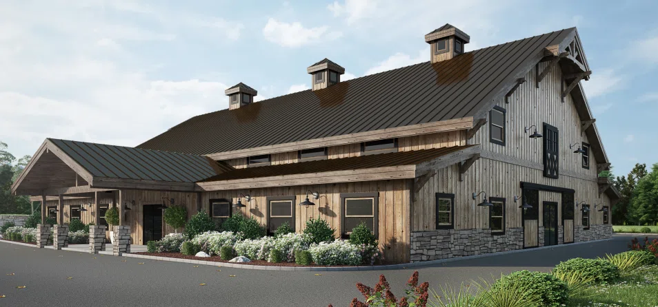 High quality exterior rendering wedding venue