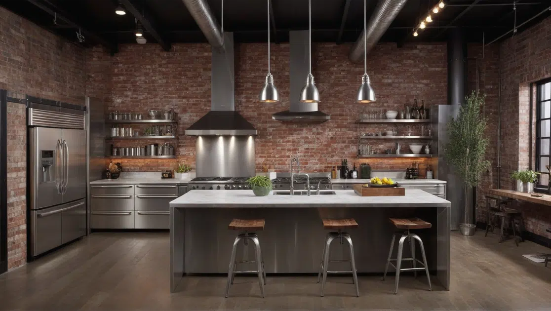 Industrial-Style 3D Modern Kitchen Design