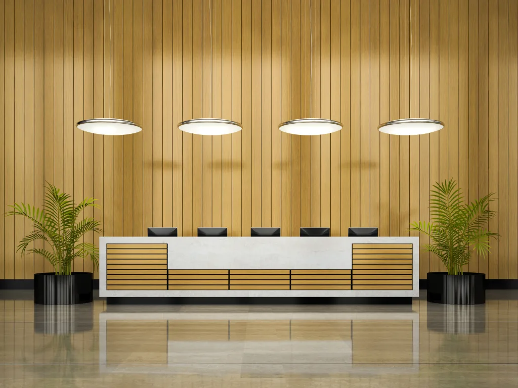 Interior of a hotel reception 3D illustration by hemul75