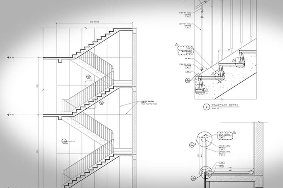 Example of a redline markup on a millwork shop drawing