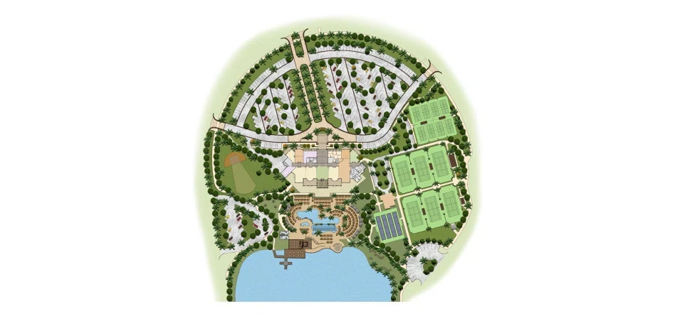 3D Rendering of a Residential Community Site and Plat Plans Layout